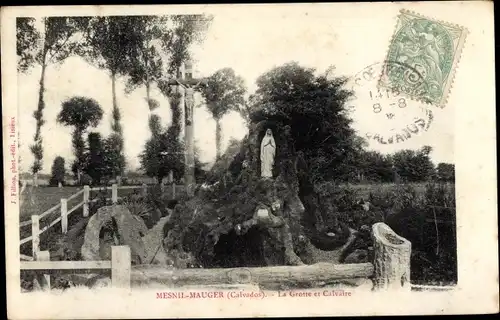 Ak Le Mesnil Mauger Calvados, la grotte et le calvaire