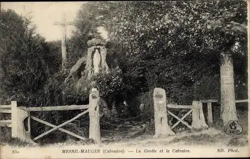 Ak Le Mesnil Mauger Calvados, la grotte et le calvaire