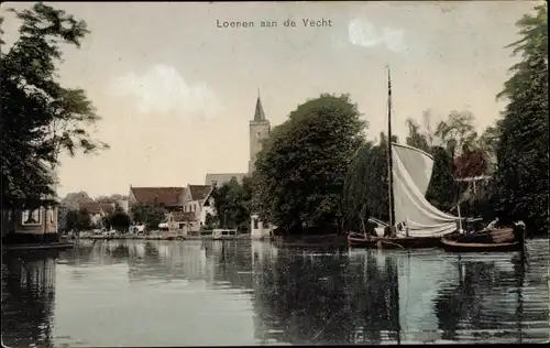 Ak Loenen aan de Vecht Utrecht, Segelboot, Wasserpartie