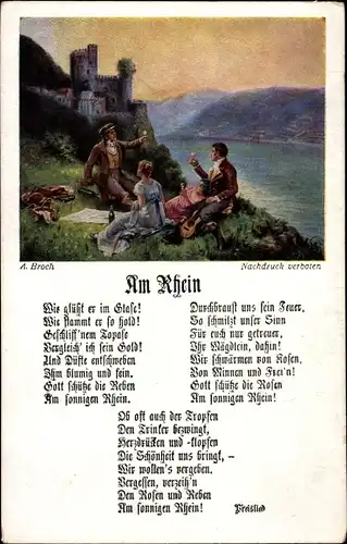 Künstler Lied Ak Broch, A., Am Rhein, Wein