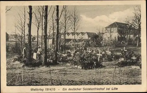 Ak Lille Nord, Ein deutscher Soldatenfriedhof, Weltkrieg 1914-1915