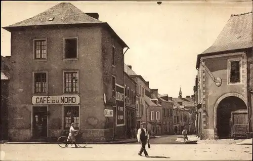 Ak Saint Meen Ille et Vilaine, Rue de Gael et Route de Mauron, Cafe du Nord