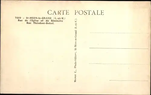 Ak Saint Meen Ille et Vilaine, Rue de l'Eglise et du Seminaire, Rue Theodore Botrel