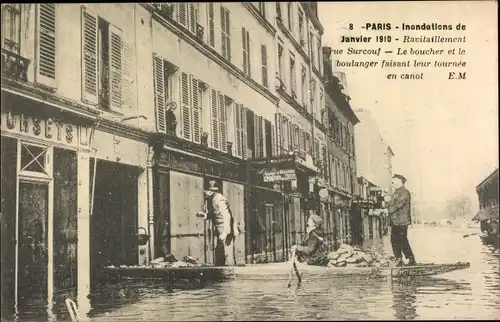 Ak Paris, Inondations de Janvier 1910, Ravitaillement rue Surcouf