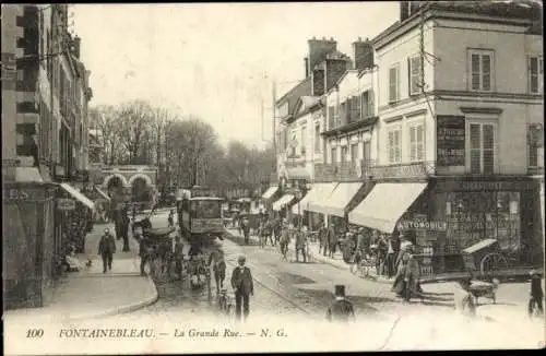 Ak Fontainebleau Seine et Marne, La Grande Rue