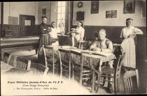 Ak Nancy Meurthe et Moselle, Foyer Militaire Jeanne d'Arc de l'U.F.F., Croix Rouge, Salle de Jeux