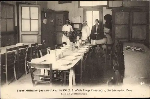 Ak Nancy Meurthe et Moselle, Foyer Militaire Jeanne d'Arc de l'U.F.F., Croix Rouge, Rue Montesquieu