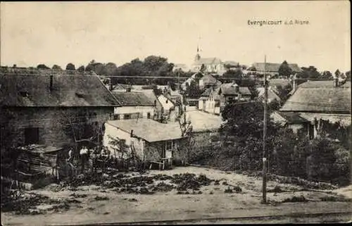 Ak Évergnicourt Aisne, Ortsansicht