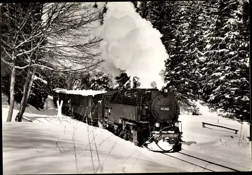 Ak Die Harzquerbahn im Winter, Dampflokomotive 99 246