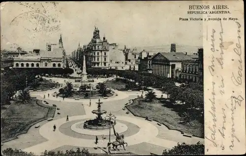 Ak Buenos Aires Argentinien, Plaza Victoria y Avenida de Mayo