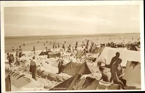 Ak Scharbeutz in Ostholstein, Strandleben, Sonnendächer, Badegäste