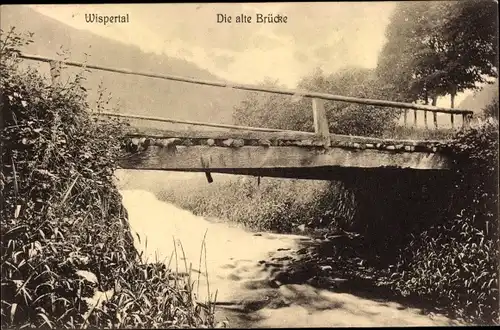 Ak Langenschwalbach im Taunus, Alte Brücke im Wispertal