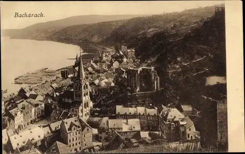 Ak Bacharach am Rhein, Teilansicht, Vogelschau