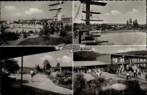 Ak Reutlingen in Württemberg, Partie im Freibad, Sprungturm