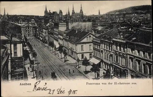 Ak Aachen in Nordrhein Westfalen, Panorama von der Hochstraße aus