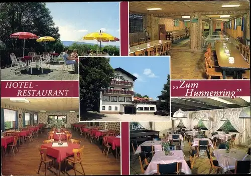 Ak Otzenhausen Nonnweiler Saarland, Hotel Restaurant zum Hunnenring, Kegelbahnen, Terrasse