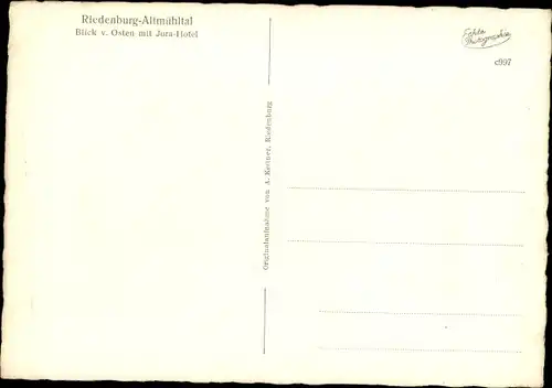 Ak Riedenburg Altmühltal, Blick von Osten mit Jurahotel