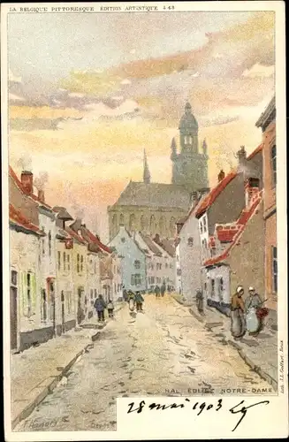 Künstler Litho Ranot, F., Hal Bruxelles Brüssel, Eglise Notre Dame