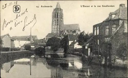Ak Oudenaarde Audenarde Ostflandern, L'Escaut et la rue Smallendam
