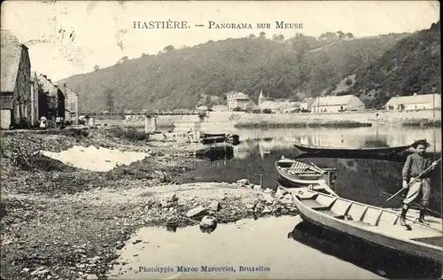 Ak Hastière Wallonien Namur, Panorama sur Meuse