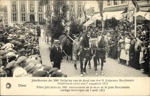 Ak Diest Flämisch Brabant Flandern, jubelfeest 300e verjaring van de dood van H. J. Berchmans 1921