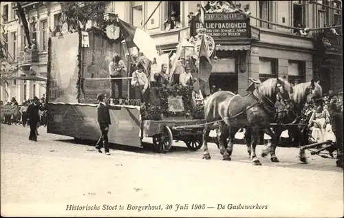 Ak Borgerhout Anvers Antwerpen Flandern, Historische Stoet 1905, De Gasbewerkers