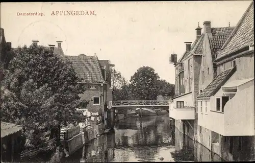 Ak Appingedam Groningen Niederlande, Damsterdiep