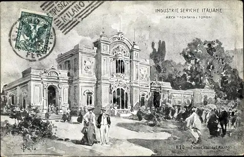 Ak Milano Mailand Lombardia, Esposzione 1906, Industrie seriche italiane, Cartolina ufficiale