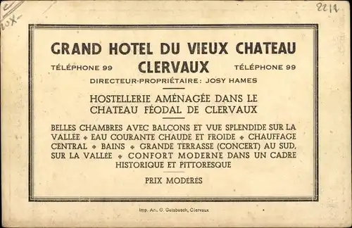 Ak Clervaux Clerf Luxembourg, Grand Hotel du Vieux Chateau