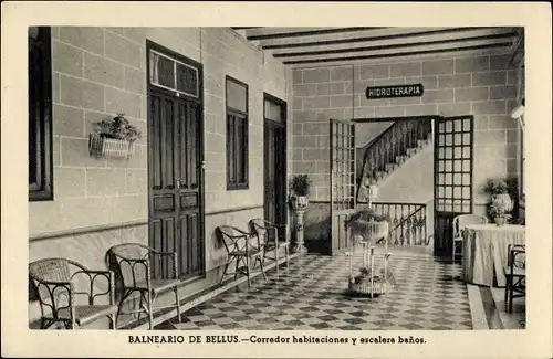 Ak Balneario De Bellus Valencia Spanien, Corredor habitaciones y escalera banos