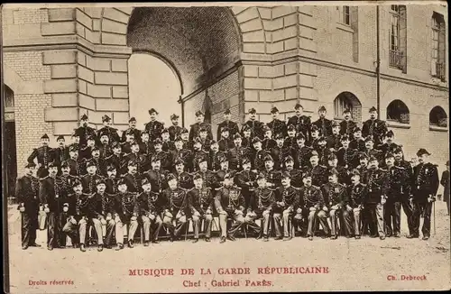 Ak Musique de la Garde Republicaine, Chef Gabriel Pares, Soldaten, Militärorchester