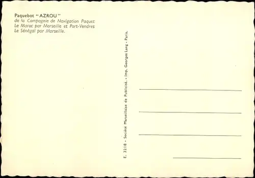 Künstler Ak Paquebot Azrou, Compagnie de Navigation Paquet