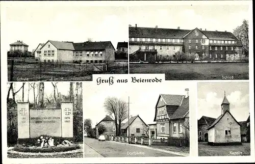 Ak Beienrode Königslutter am Elm, Schule, Schloss, Dorfpartie, Kapelle