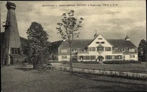 Ak Bad Wiessee in Oberbayern, Quellenturm, Jodschwefelbad