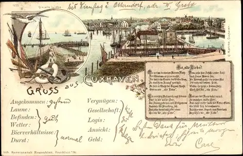 Litho Nordseebad Cuxhaven, Alte Liebe, Hafenpartie