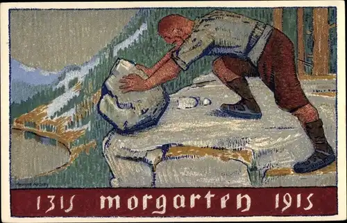 Ganzsachen Künstler Ak Mathey, Maurice, Urnertag, Morgarten, 15 November 1915, Schweiz