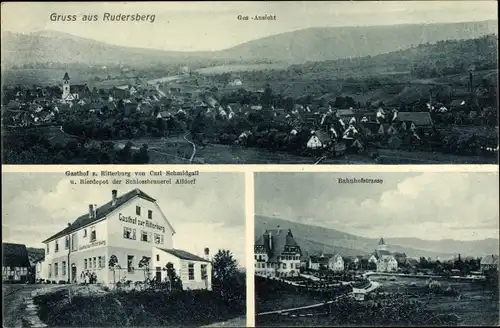 Ak Rudersberg in Württemberg, Gasthof zur Ritterburg, Bahnhofstraße, Totalansicht