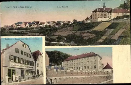 Ak Löwenstein in Württemberg, Schloss, Gasthaus zum Lamm, Totalansicht
