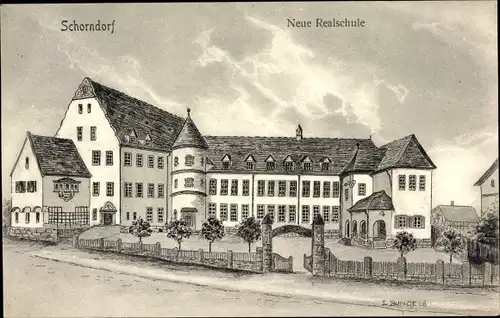 Künstler Ak Bunge, Schorndorf in Württemberg, Neue Realschule