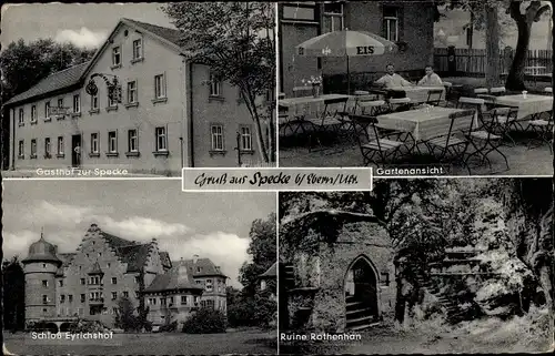 Ak Ebern in Unterfranken, Gasthof zur Specke, Schloss Eyrichshof, Ruine Rothenhan