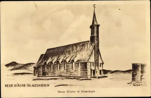 Künstler Ak Schmitz, W., Alzenbach Eitorf an der Sieg, Neue Kirche
