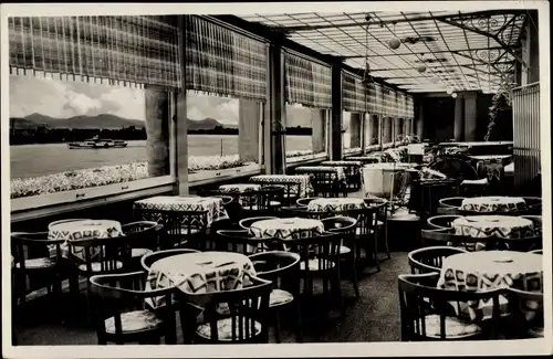 Ak Bonn am Rhein, Königshof, Kaffeeterrasse mit Siebegebirge