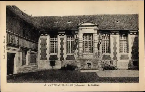 Ak Le Mesnil Guillaume Calvados, le Château, Teilansicht