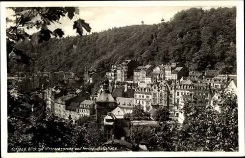 Ak Karlovy Vary Karlsbad Stadt, Hirschensprung und Freundschaftshöhe
