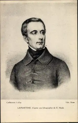 Künstler Ak Nesle, E., Schriftsteller Alphonse de Lamartine, Portrait