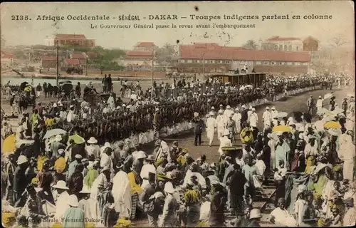 Ak Dakar Senegal, Troupes indigenes partant en colonne