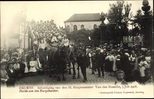 Ak Deurne Antwerpen Flandern, Inhuldiging van den H. Burgemeester Van den Bossche, 1908