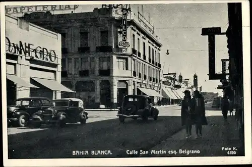 Ak Bahia Blanca Argentinien, Calle San Martin esq. Belgrano