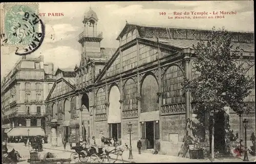 Ak Paris III., Rue du Temple, le Marche
