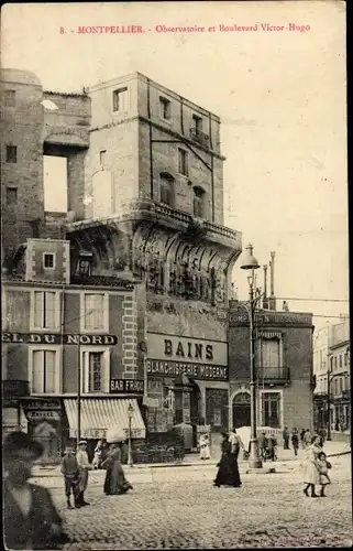 Ak Montpellier Hérault, Observatoire et Boulevard Victor Hugo, Blanchisserie